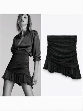 Zara Sparkly Ruched Skirt